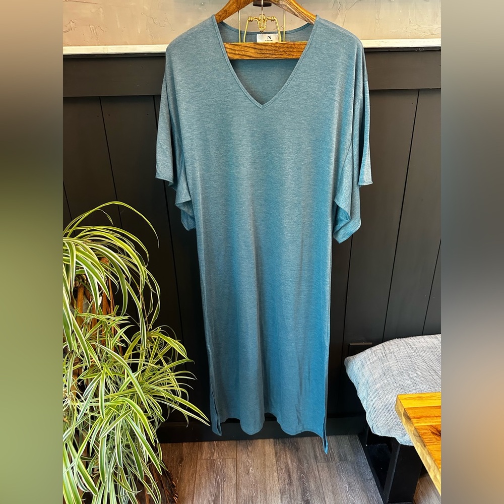 NATORI‎ Teal Flowy Maxi Dress Size Small